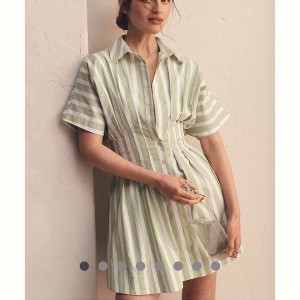 Anthropologie Exquise Tobbie Button Front Pleated Waist Mini Dress medium - Picture 4 of 5